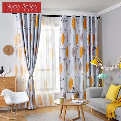 1PC 70-80% Blackout Minimalist Modern Nordic Plant Polyester Fiber Printed Curtains Sheer Curtains for Living Room Bedroom Home Decor Nuan Series