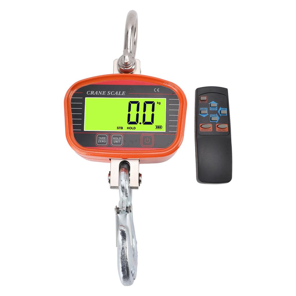 Digital Crane Scale 2000kg LCD Display Heavy Duty Industrial Hanging Scale with Remote Control for Farm Factory Orange