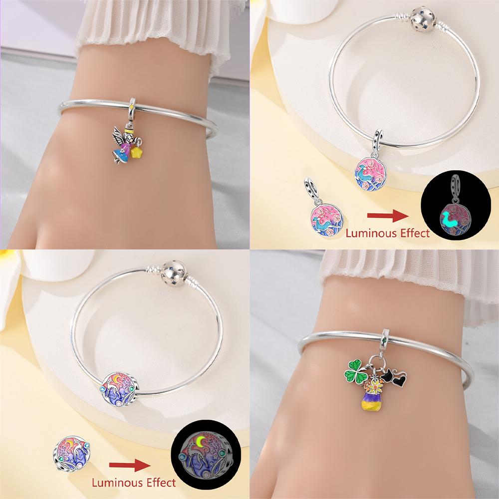 Authentischer Kupfer Dreamy Pink Bunter Perlen Magischer Pilz Sonne Mond Engel Anhänger Perlen Charms Kompatibel Mit Armbändern Damenschmuck Diy Geschenk