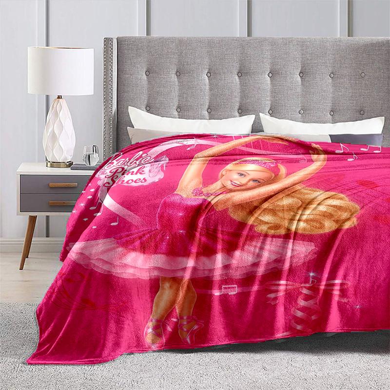 1pc Barbie Pink Shoes Cartoon Blanket,Portable Throw for Travel & Camping, All Season Cozy Blanket,Ideal Gift