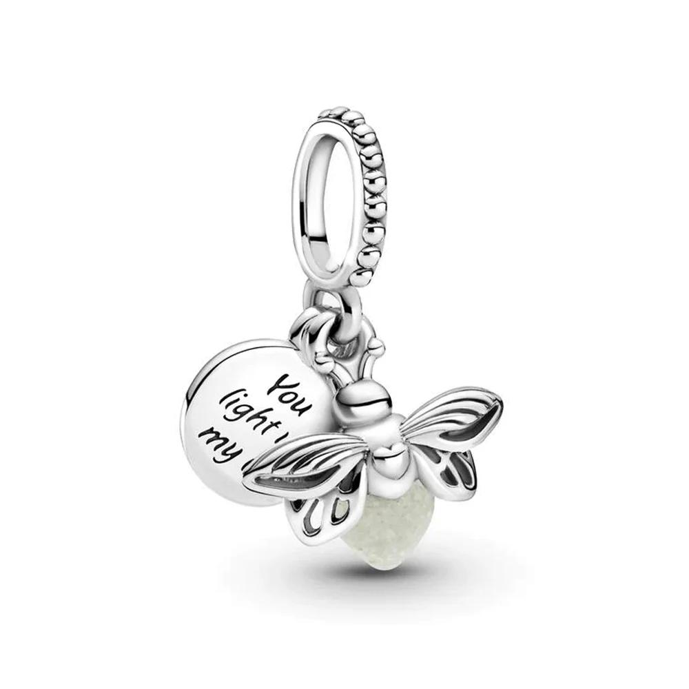 Summer Glow-in-the-dark Firefly Charm Pan Bracelet DIY Silver Gold Plated Women Jewelry Gift for Her