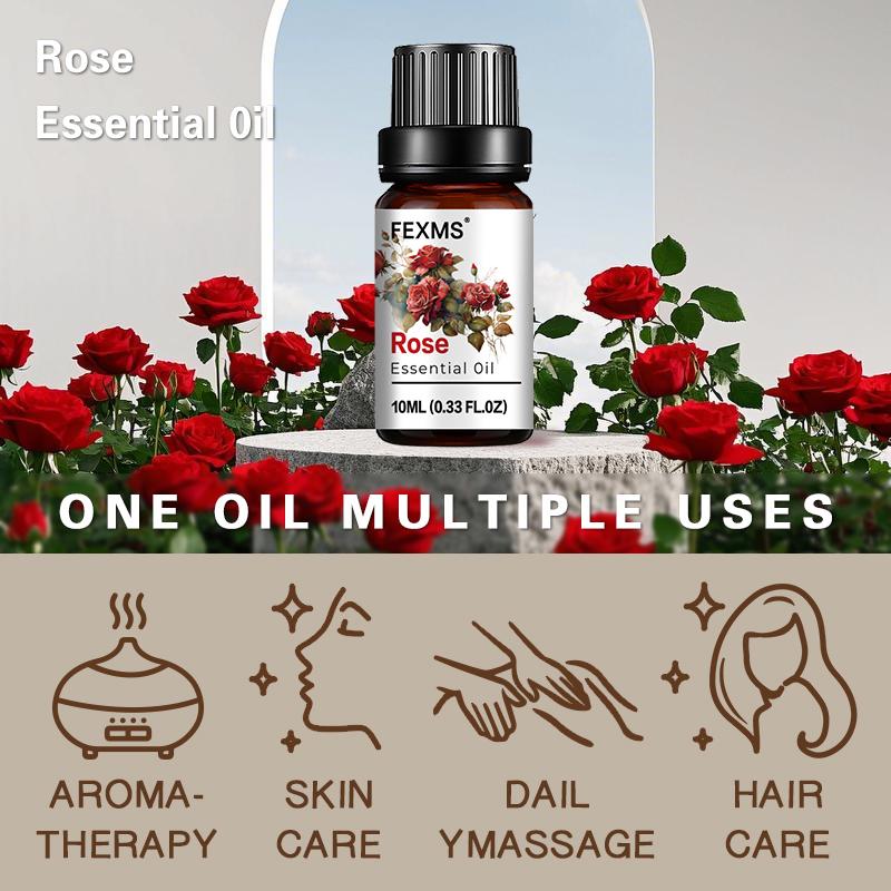 Rose Essential Oil 100% Pure Natural - for Sleep, Relax, Skin Moisturizing Care & Aromatherapy