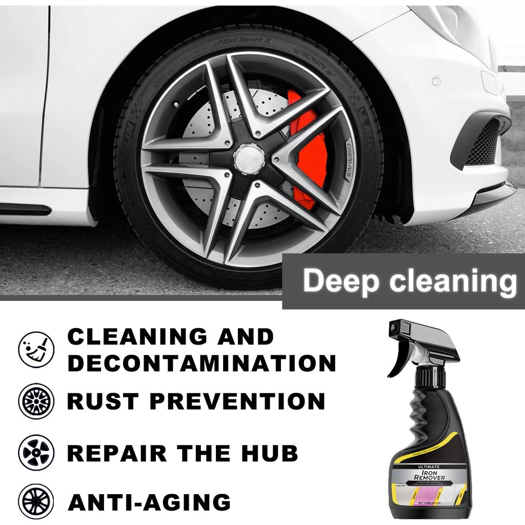 Car quick-care rust remover spray, car exhaust pipe rust remover, car wheel rim rust remover, metal powder cleaner