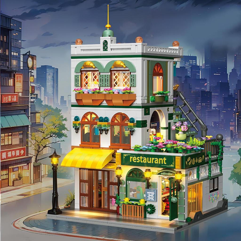 Garden Hotel Street View Model Building Block Set with Flower Language - Girls' Gift Edition