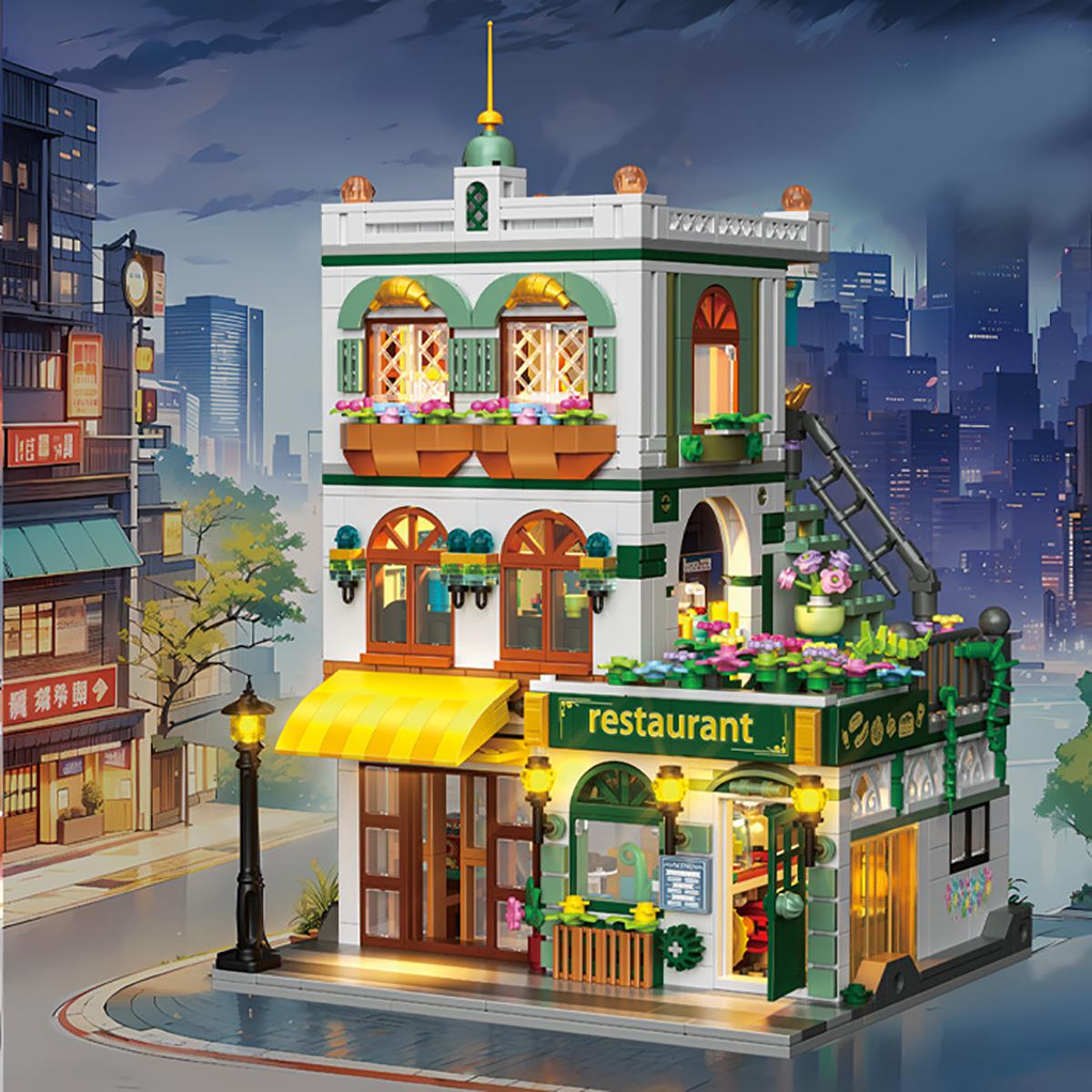 

Garden Hotel Street View Model Building Block Set with Flower Language - Girls Gift Edition