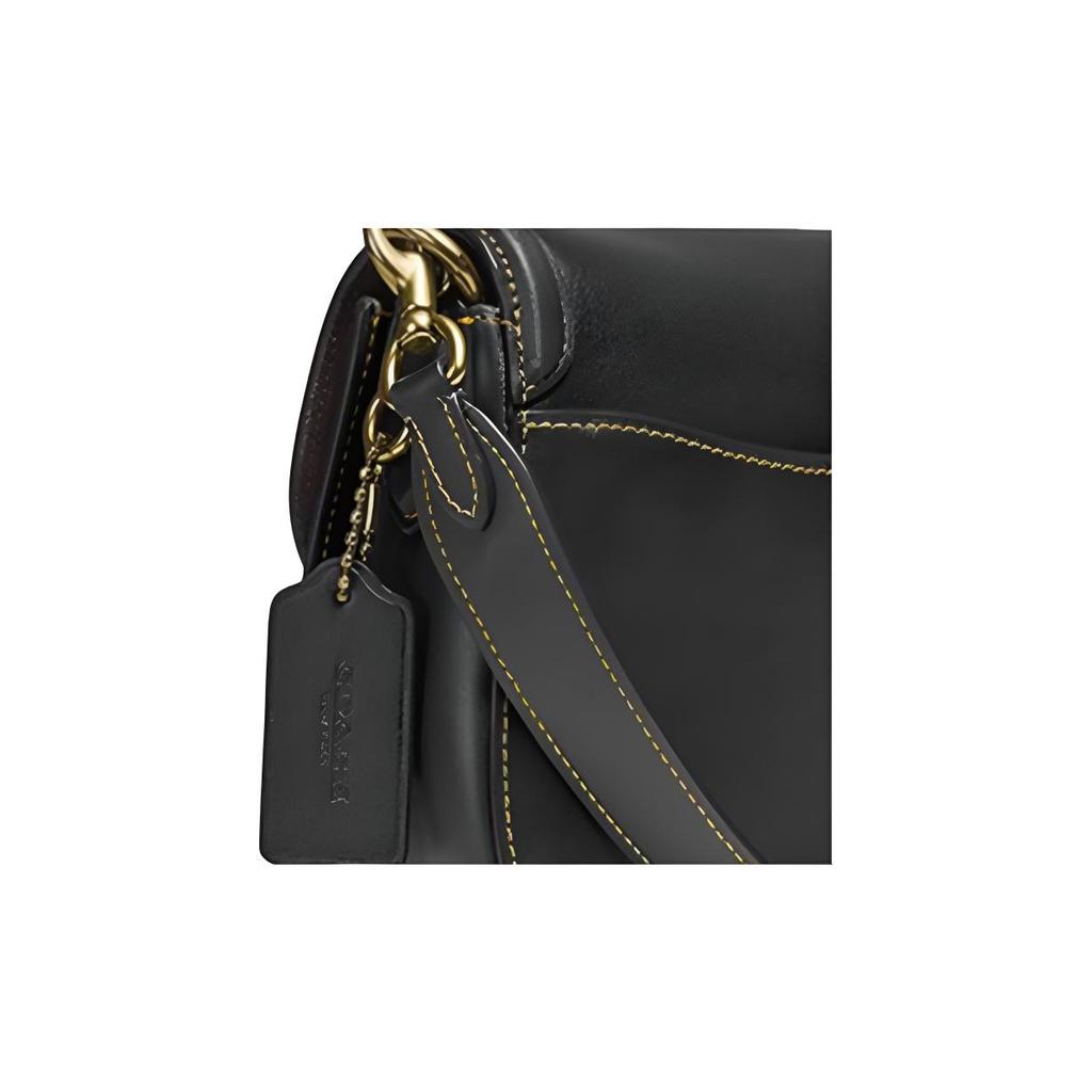 Coach Beat Saddle Vintage Flap Leather Crossbody Shoulder Bag Women bags Black C0749-B4BK