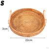 Round Rattan Basket Durable Handwoven Bread Decorative Organizer Rustic Style Snacks Biscuits with