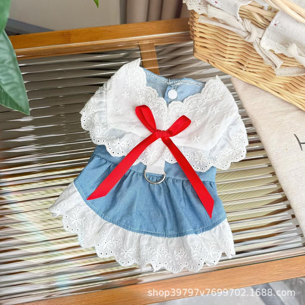 Spring and summer cowboy princess skirt pet dog cat clothes skirt than bear dog skirt