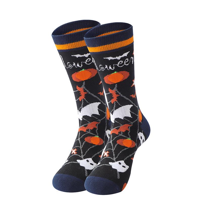 Halloween Pumpkin Mid-Calf Socks - Unisex Casual Cotton for European & American Festivities