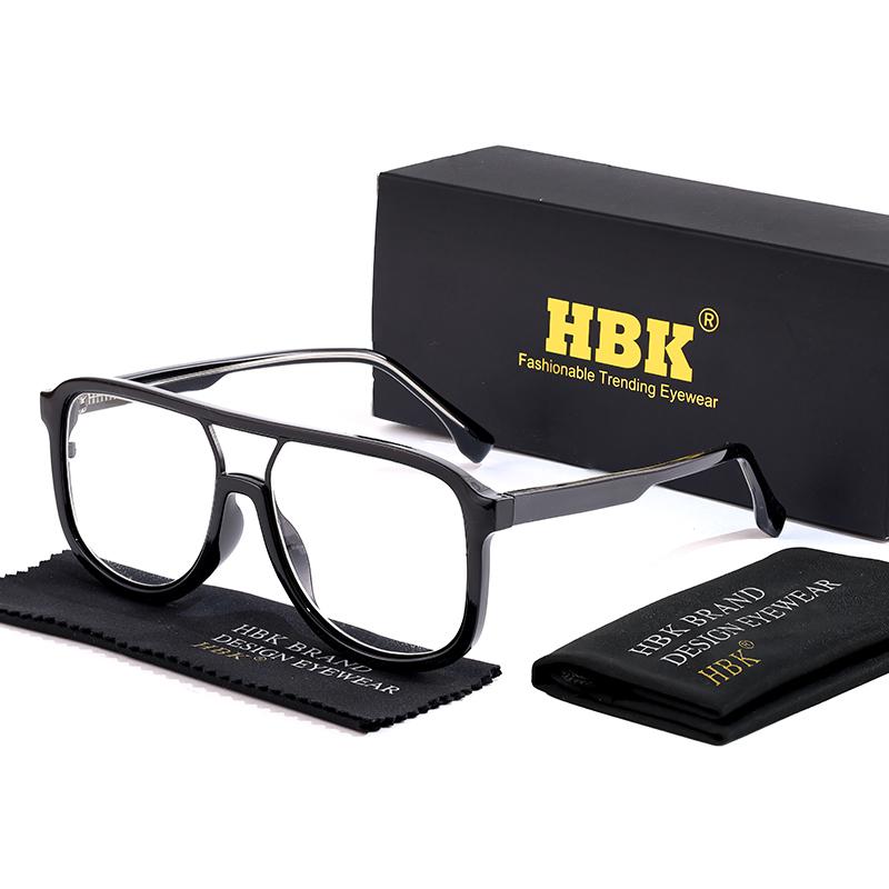 HBK Retro Simple Unisex Anti Blue Light Glasses Personalized Flat Double Bridge Frame Design Glasses Frame Ideal for Gifts