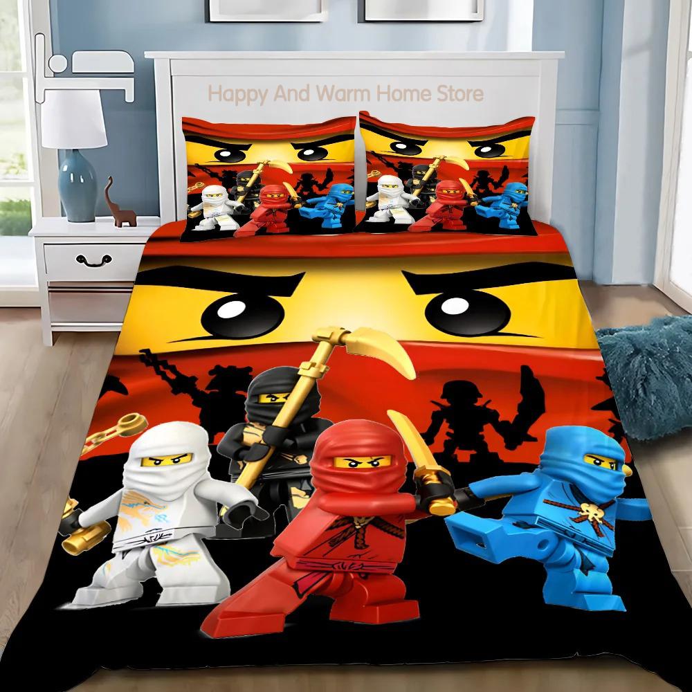 Påslakan Tecknad Spel Kuddfodral Sängkläder Set Pojke Flicka Sovrumsinredning Pojkar-N-Ninjagos-Present Enkel Dubbel Stor Storlek