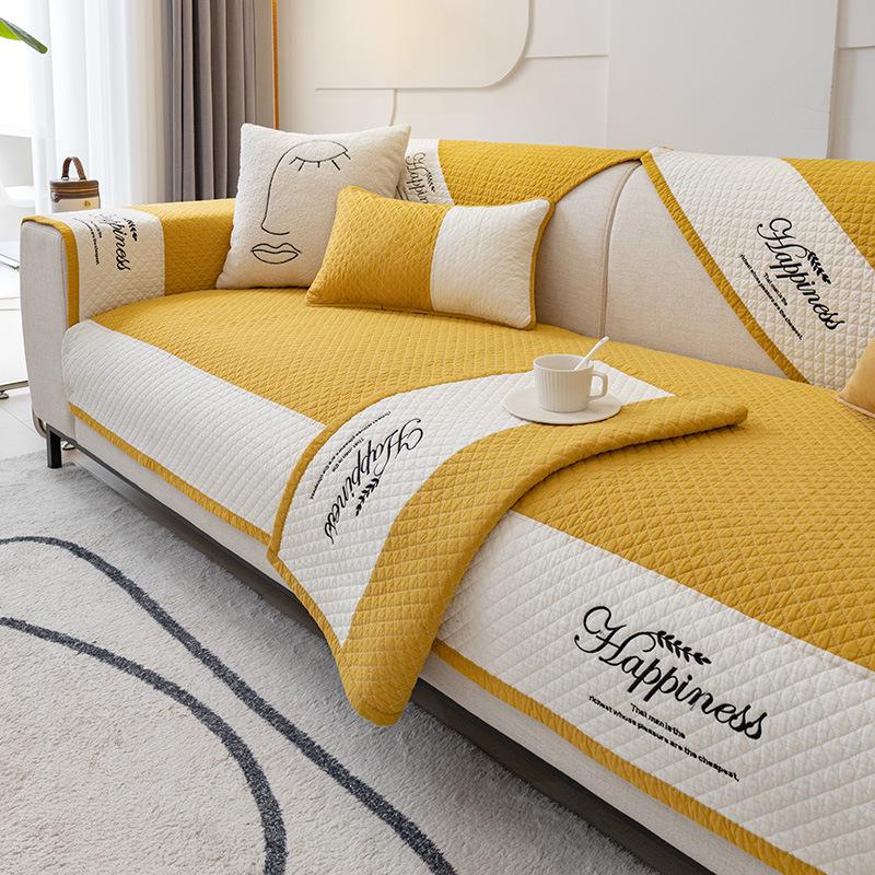 Sofa Cushion Four Seasons Universal Pure Cotton Cushion Simple Modern Nordic Cotton Non-Slip Sofa Towel Cover Cloth Cushion Summer
