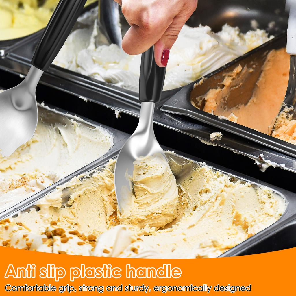 4 Pcs Ice Cream Scoop Stainless Steel Flat Ice Cream Paddle with Non Slip Handle Dishwasher Safe for Ice-Cream Kitchen Tools
