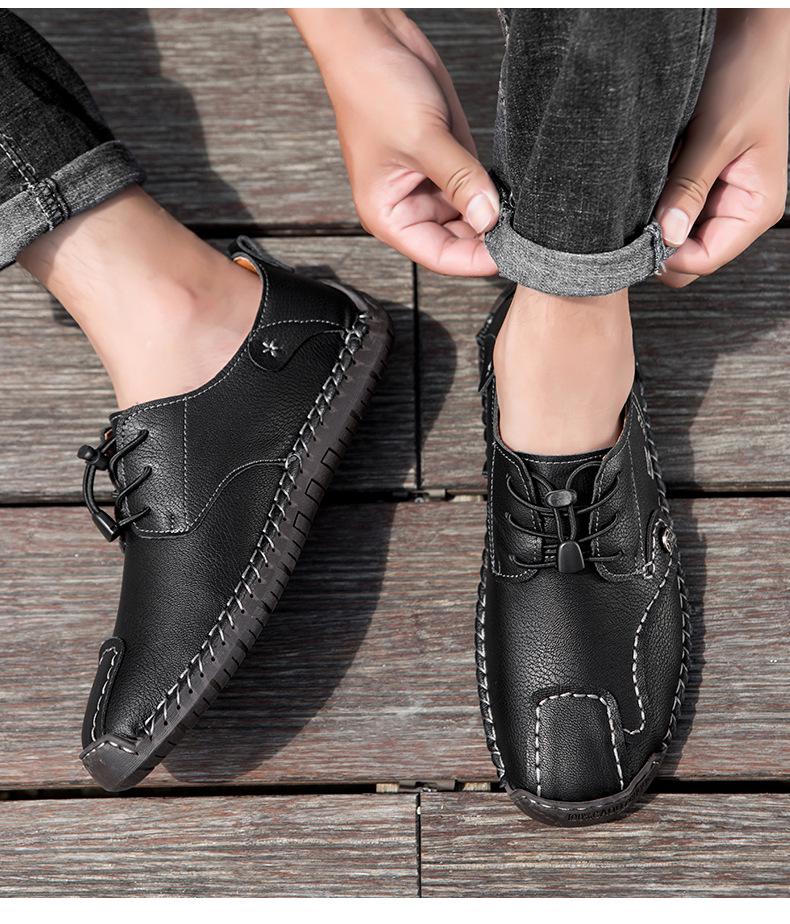 2025 Autumn Handmade Men's Large Size Casual Leather Slip-on Moccasins
