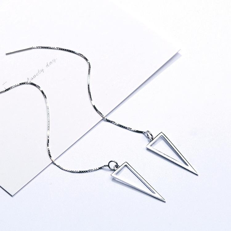 S925 Sterling Silver Diamond Simple Ear Line Korean Fashion Earrings Silver Jewelry