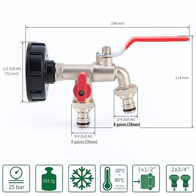 Outdoor Double-Control Brass Faucet for Kitchen and Garden