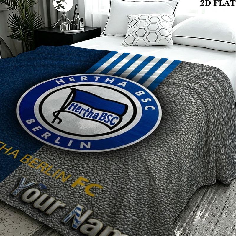 1PC Hertha BSC Custom Name Patterned Flannel Blanket Suitable For All Seasons for Home Decor Warmth and Comfort Gifts Holiday Present