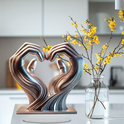 Herzhände-Skulptur, Holzherzen, Handskulpturen, Liebesgeste, Harzstatue, dekoratives Ornament zum Valentinstag
