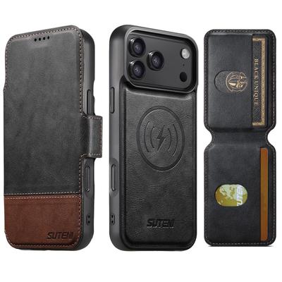 Magnetic Flip Case with Card Slot & Wireless Charging Stand for iPhone 17 Pro Max