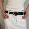 Vintage American Belt Crocodile Lines for Women Men Fashion Pu Leather Punk Metal Buckle Jeans Pants Advanced Red Waist Belts