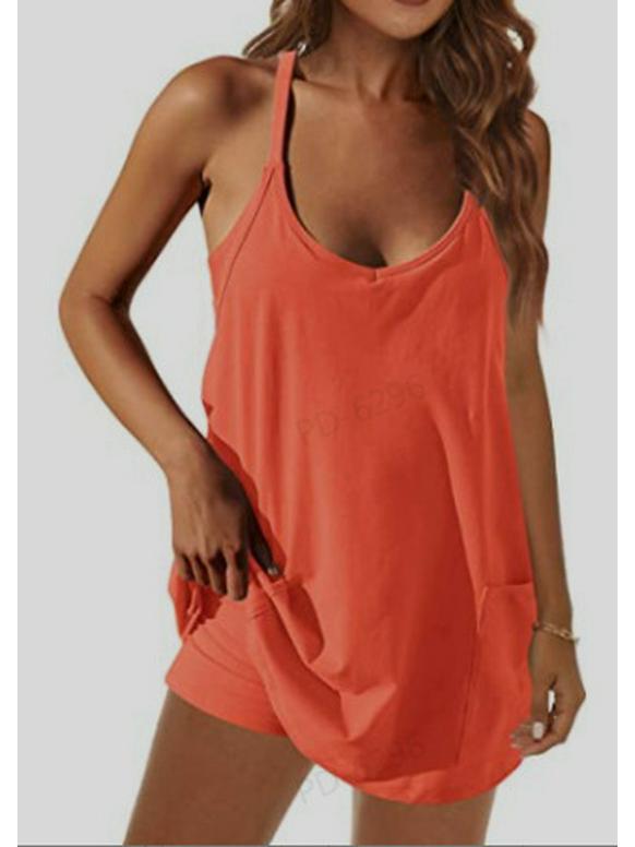 2025 Summer Women's Sleeveless Solid Romper Jumpsuit Casual Set