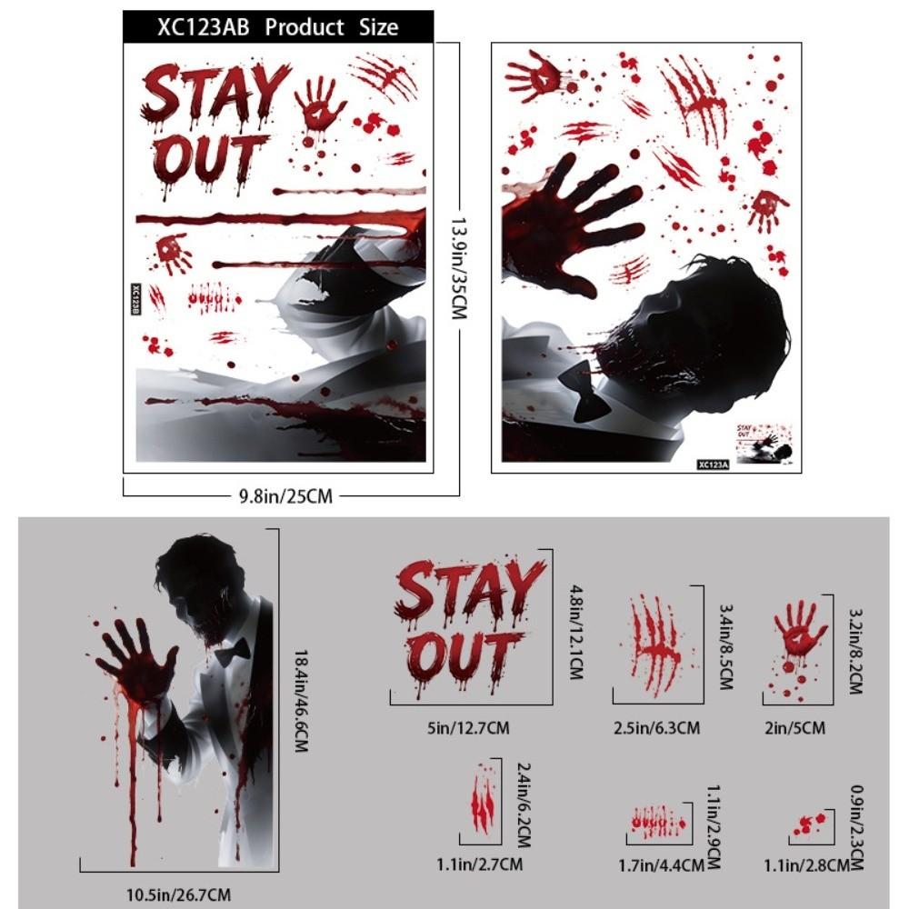 Bloodstained Handprint Scary Ghost Window Sticker Spooky Party Door Stickers Glass Mirror