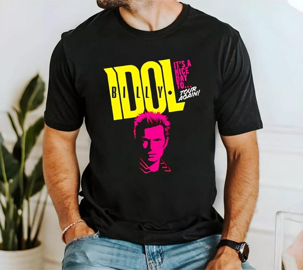 Billy Idol It s Nice Day To Tour Again  Print Front CG2373 Unisex T-Shirt L