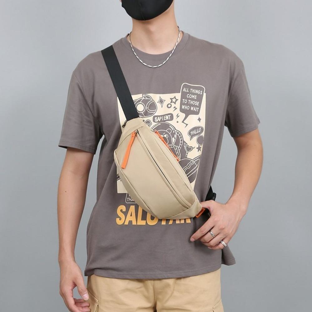 Multi-pocket Nylon Waist Bag Adjustable Shoulder Strap Diagonal Shoulder Bag Men Chest Bag  Male