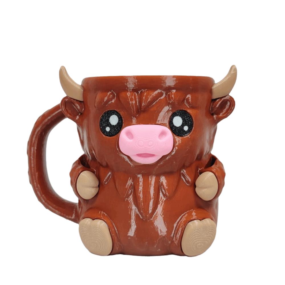 Highland Cow Ice Cream Pint Rack Antifreeze Handle 3D Printing Ice Cream Pint Holder Leak Proof Insulated