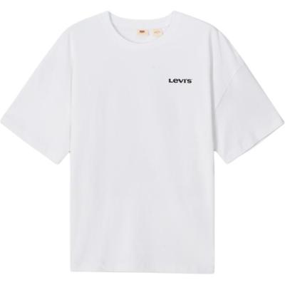 Camiseta Levis Confortável Solta Estampa de Letras Casual Gola Redonda Manga Curta Masculina Tops Branco 002XG-0000