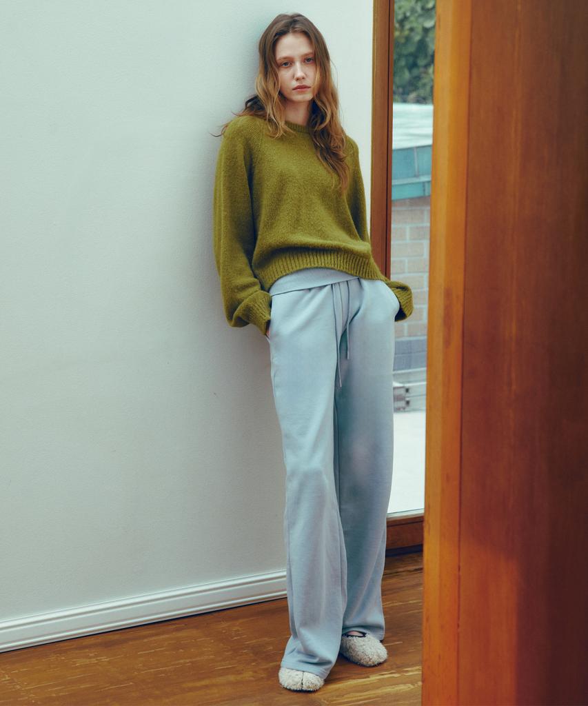 CITTA Every Day Relaxed Wide Band Boot-Cut Pants_Ctb559(Sky Blue)