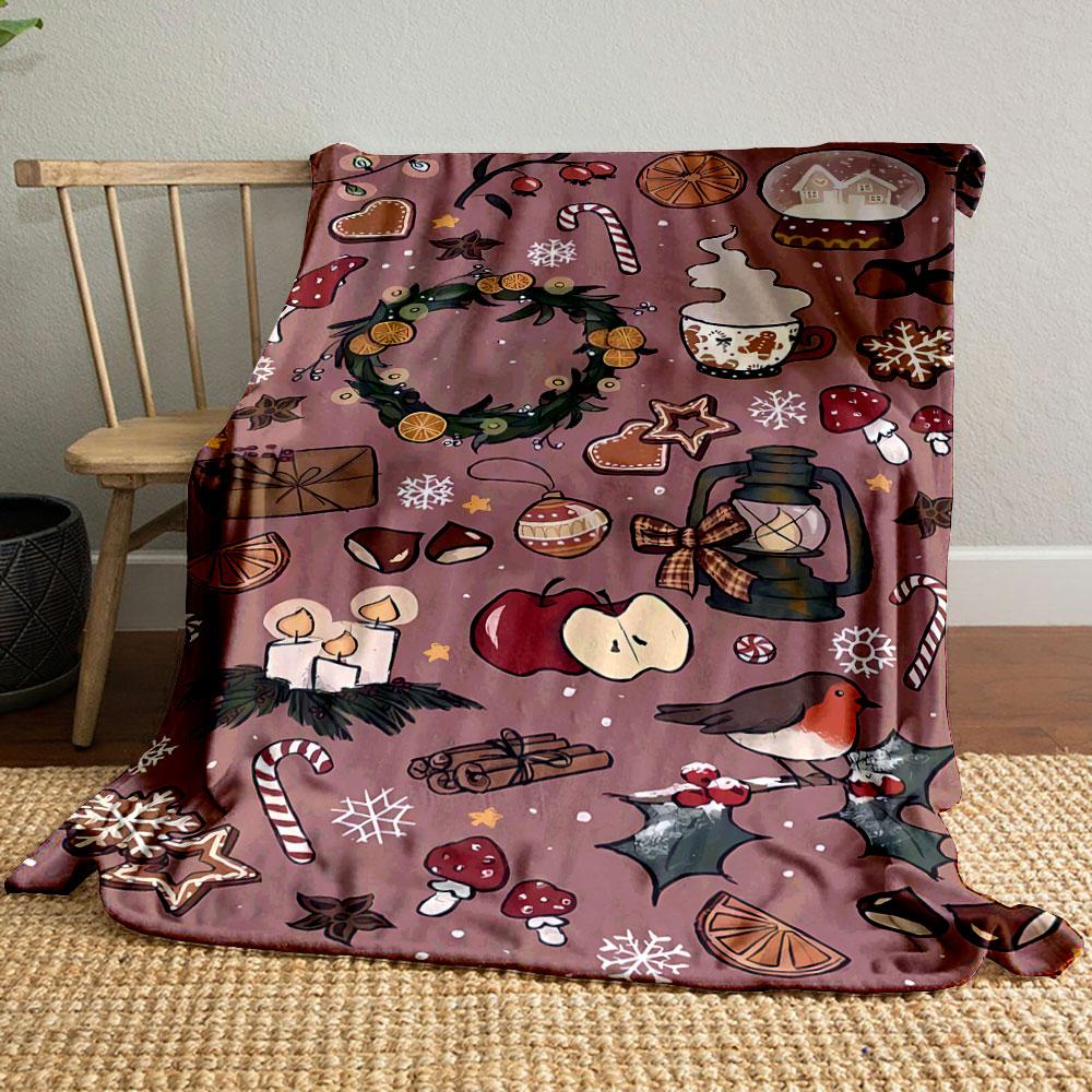 

Cozy Winter Elements Print Blanket bedroom Blanket for Livingroom Couch lunch break Soft throw for Friend s festival Gift 80cm x 120cm