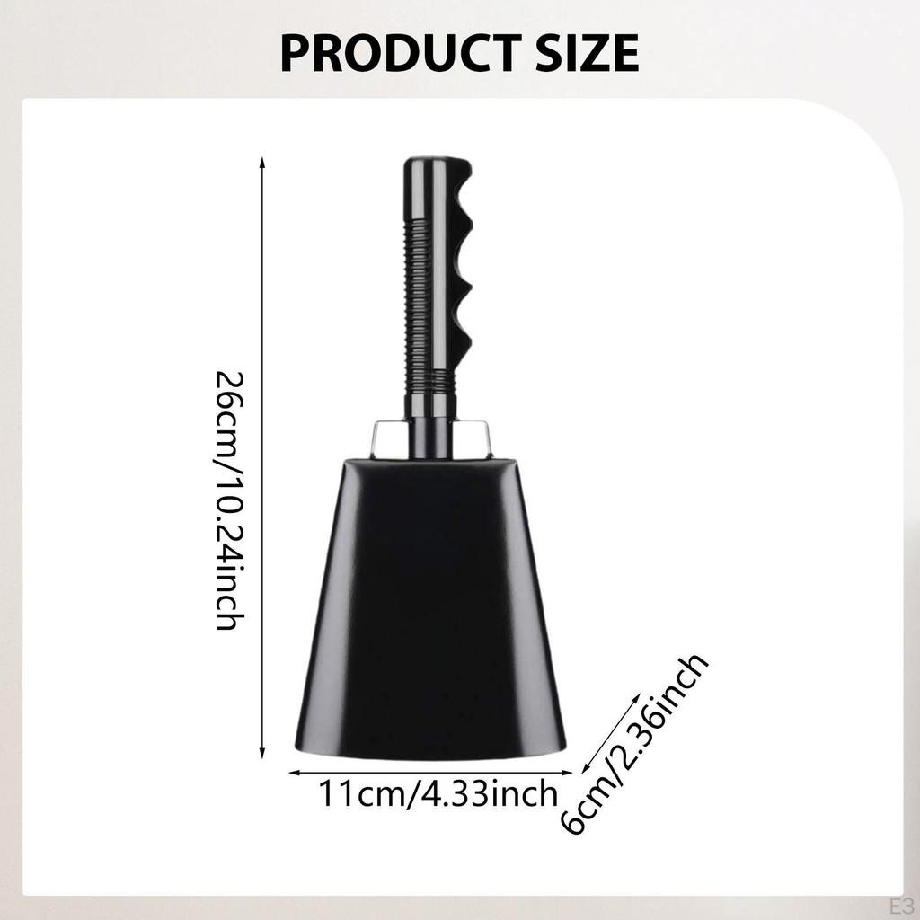 Cheering Bell Cowbell With Handle Noise Maker Instrument Loud Hand for Sporting Events