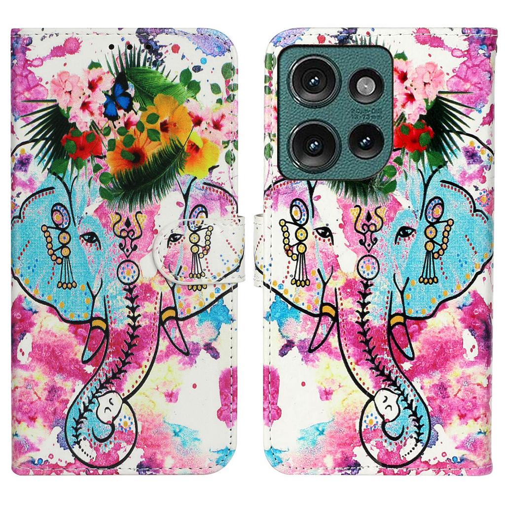 For Motorola Edge 50 5G Case Pattern Leather Wallet Phone Cover with Card Holder