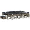 17 Piece Outdoor Dining Set with Cushions Gray Poly Rattan