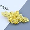 Neue Goldfarbe Damen Blumenkleid Schmuck Abzeichen Anstecknadel Clip Große Brosche