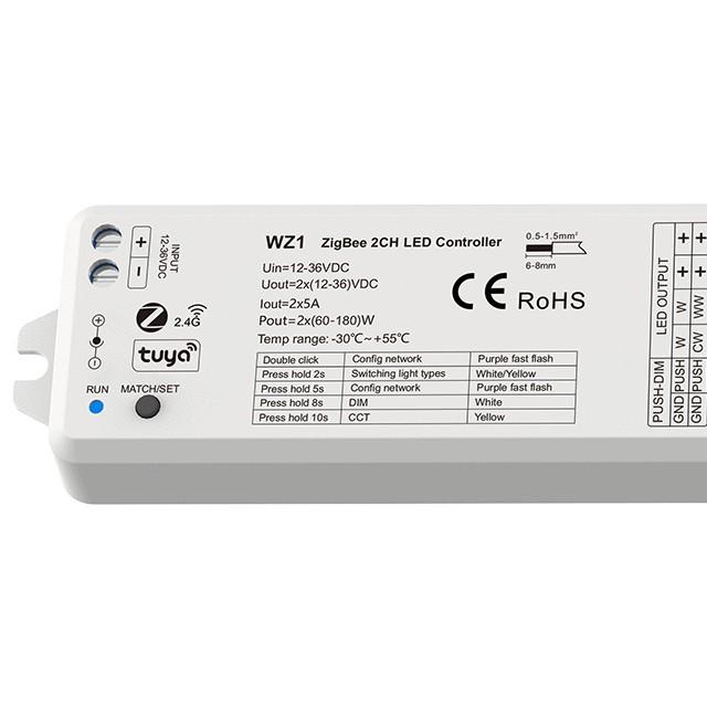 ZigBee+RF Dual-Channel 12-36V Constant Voltage Controller - 5A Output