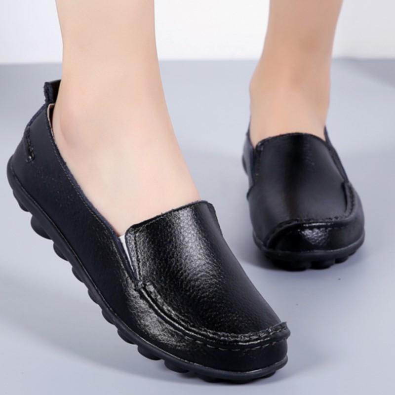 Women Flats Fashion Genuine Leather Outdoor Nurse Shoes Moccasins Women Shoe Slip On Shoes Woman Oxford Ladies Shoes Plus Size