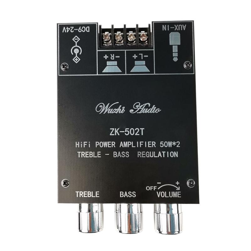 ZK-502T TPA3116D2 Bluetooth 5.0 Subwoofer Amplifier Board 2.0 Channel 2*50W Bass AMP High Power Audio Stereo Amplifier Board