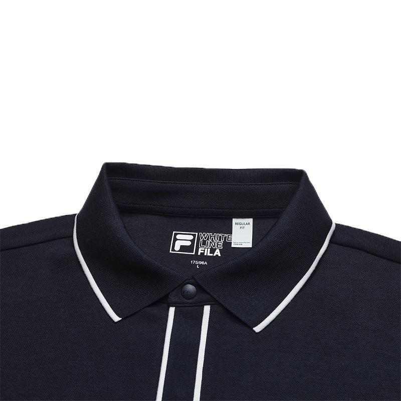FILA Heritage Elite Classic Simple Fashion Casual Comfortable Versatile Knitted Long Sleeve Polo Shirt Men tops Legendary-Blue F11M618206FNV