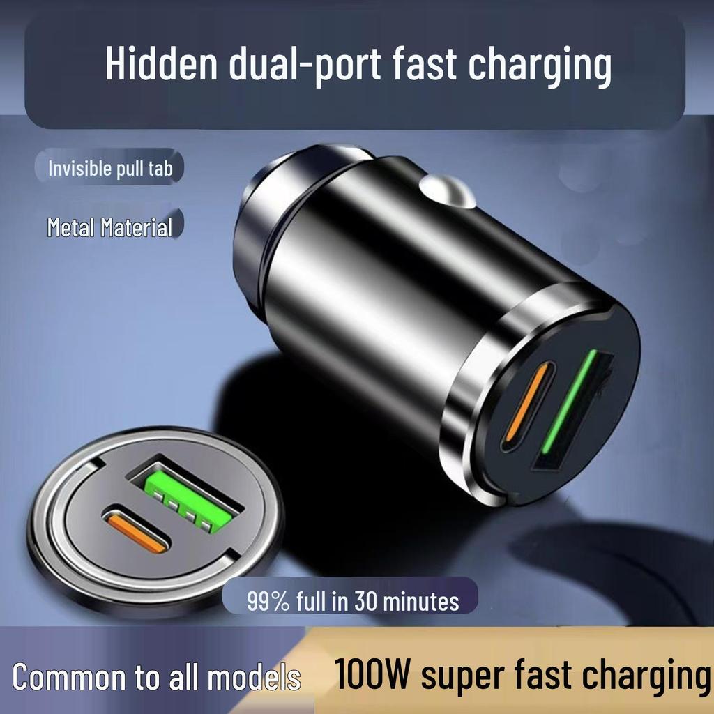 Hidden Turbo Alloy Car Charger QC3.0 PD 30W Universal Mini Charger