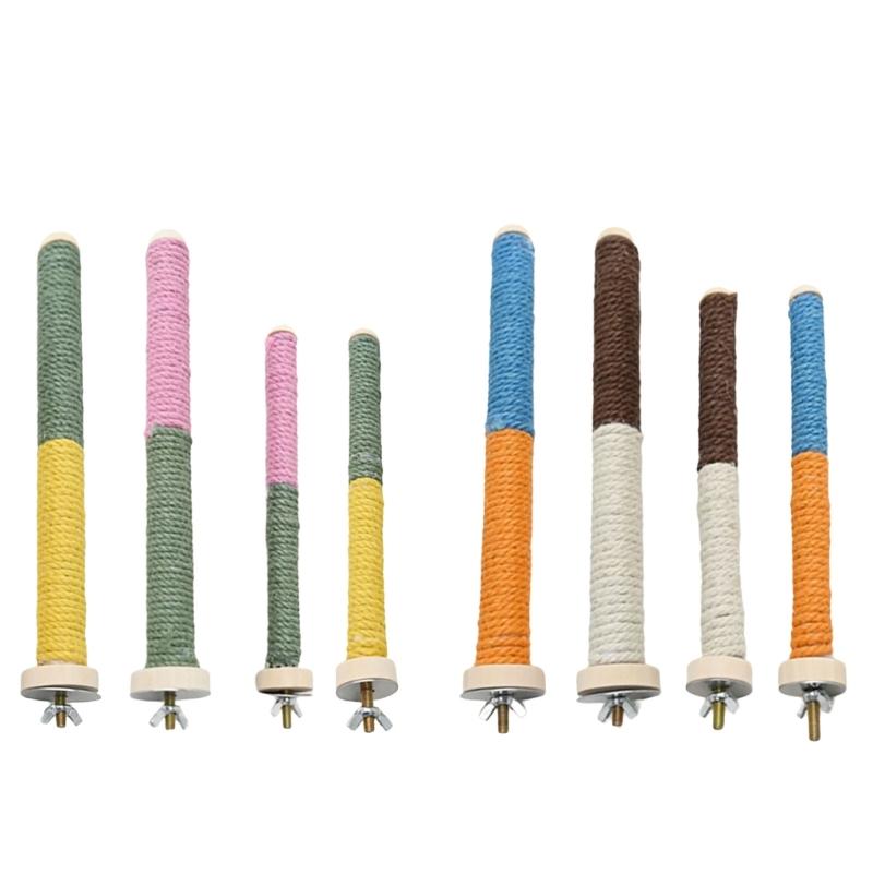 Juego de 4 Perchas Rascadores de Afilado para Loros Soporte para Pájaros Juguete para Jaula Palo Estante Juguete Percha de Afilado Suministros