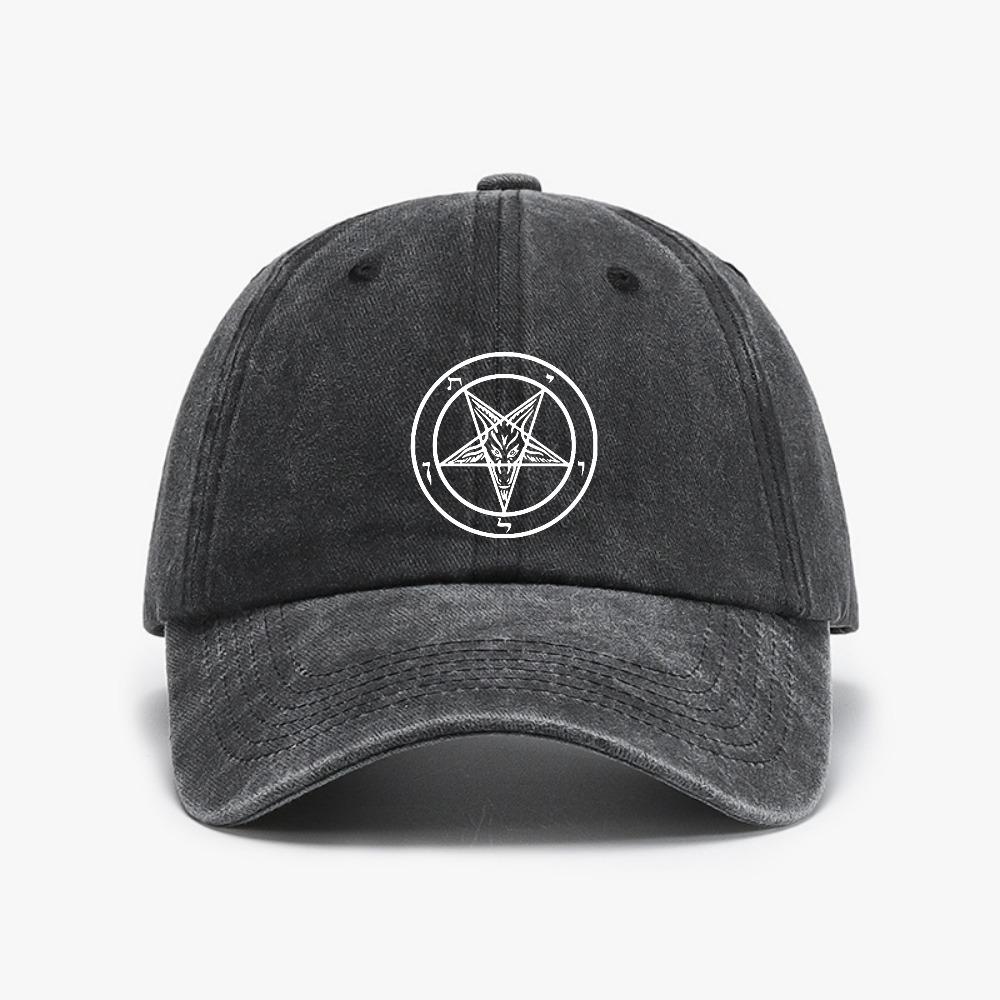 Pentagram Gothic Occult Satan baseball cap fashion Vintage Style Washed Denim Hat New Unisex Women dad hat snapback hats gorras