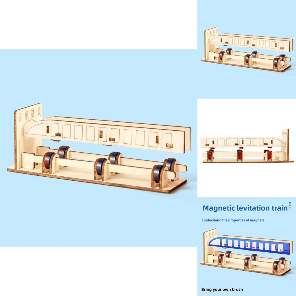 Wooden Assembled Maglev Train Scientific Experiment Children Puzzle Toy Set For Learning And Diy Kids
