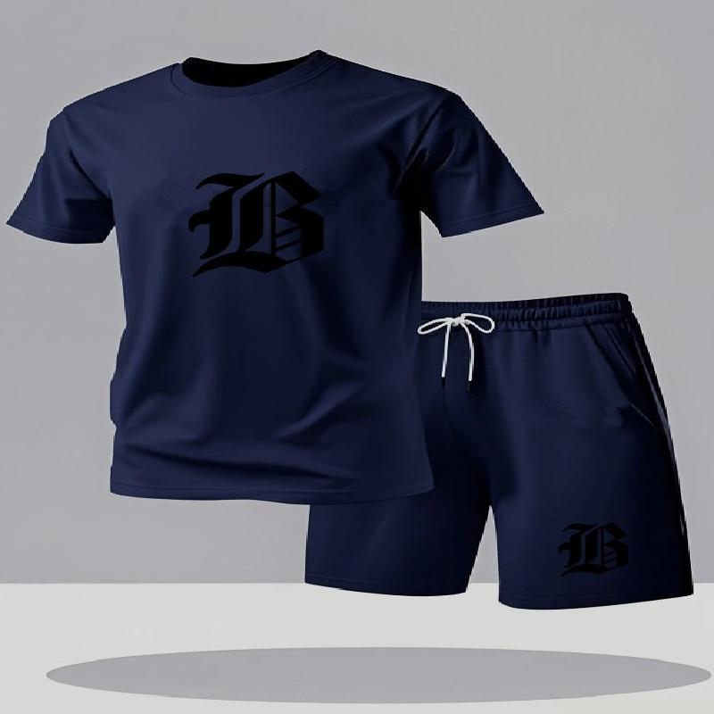 2026 Summer New Men's Casual Set Printed Sportswear Summer Streetwear Outdoor Shorts Set