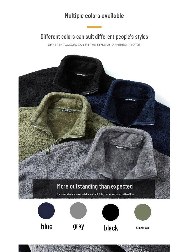 Men's Autumn/Winter Teddy Fleece Jacket - Stand Collar, Loose Fit, Thick, Warm Hoodie