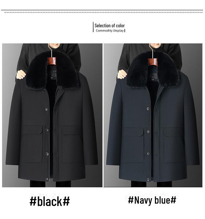 Men's Winter Plus Velvet Thick Warm Cotton Coat - Large, Loose-Fit, Medium-Length for Middle-Aged & Elderly