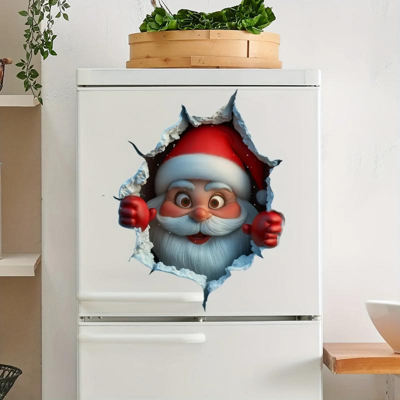 Santa Claus Break-Through Wall Decal Christmas Wall Stickers Removable Holiday Decor for Home and Living Spaces decoración hogar