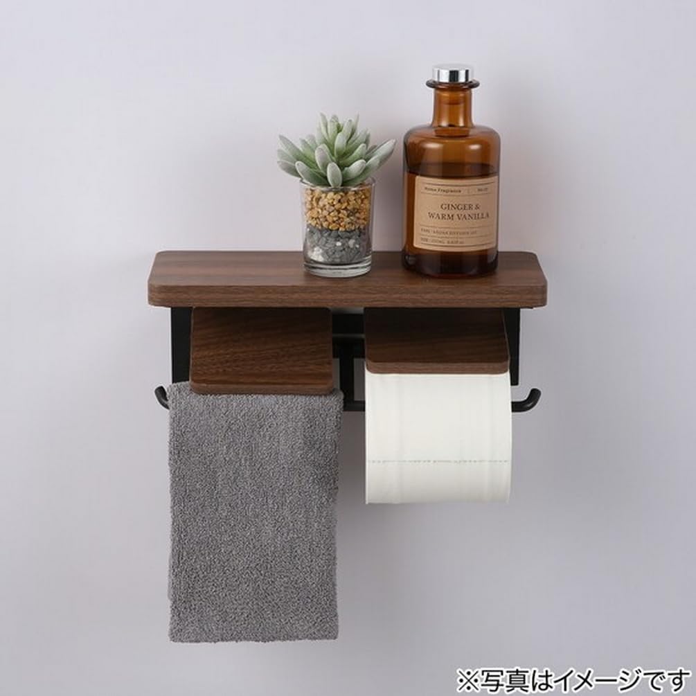 NITORI Wooden Toilet Paper Holder with Single Middle NITORI 8530811 Shelf, Roll, CS01, Brown,