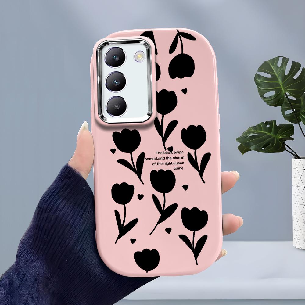 For OPPO A18 A38 A54 A60 A96 Reno12 F 8T 8Z Vivo V30 V40 Y15s Y22 Y27 Y30 Y36 Flowers Pattern Soft Silicone Candy Color Phone Case